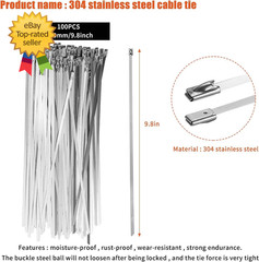 Metal Cable Tie Gun Kit with 100 Stainless Steel Cable Ties Zip Tie Tool Set 80C