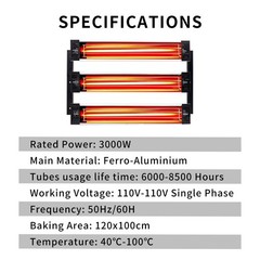 DATOUBOSS 2×3000W Infrared Paint Curing Lamp Shortwave Infrared Paint Lamp fo…