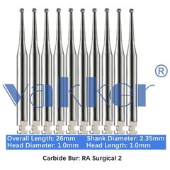 10/Pk Dental Tungsten Surgical Carbide Burs Latch Type RA SURG 2 4 6 8 Low Speed