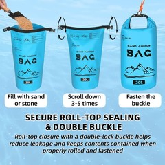 Calpalmy 2-Pack 20L Sand Anchor Bag 2-In-1 Jet Ski Anchor Floating Buoy And