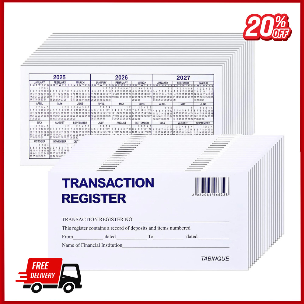 24 PCS Check Registers for Personal Checkbook, Easy to Read Checkbook Register