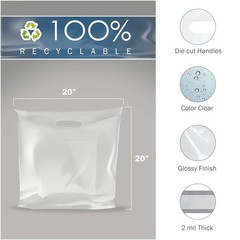 20×20 Clear Plastic Merchandise Bags, Glossy Finish, Extra Large Retail Size,…