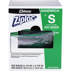 Ziploc 682255 Resealable Sandwich Bags 1.2Mil 6 1/2 X 6 Clear Of 500 Sjn682255
