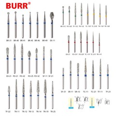 97Types Dental Diamond Burs FG 1.6mm for High Speed Handpiece 5Pcs/pack New