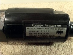 Florida Pneumatic FP3751 Straight 20,000 RPM Air Die Grinder Drill USA