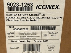 12 Rolls Iconex 3-1/8″ x 270′ Standard Sticky Media Linerless Labels 9023-1253