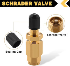 4 PCS 1/4″ Inflation Schrader Valve with Push to Connect for 1/4″ OD Air Line