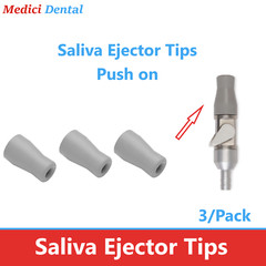 Dental Saliva Ejector Tips Push on, Gray, 3/Pk Push on Screw on Autoclavable Tip