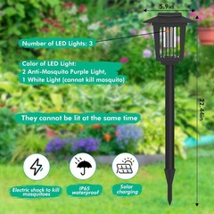 2-Pack Outdoor Mosquito Killer Lamp LED UV Bug Zapper Garden Patio Backyard Safe