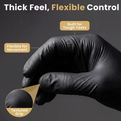 50Pk 6 Mil Black Nitrile Gloves Heavy Duty Disposable Mechanic Food Prep XSmall