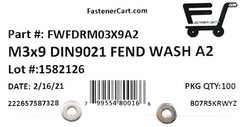 (100) M3 Stainless Steel Fender Washer DIN9021 3mm Metric Large OD Washer A2