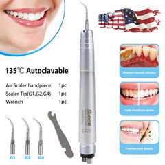 FDA Dental Piezo Air Ultrasonic Scaler 4-Hole Handpiece with 3 Scaler inserts US