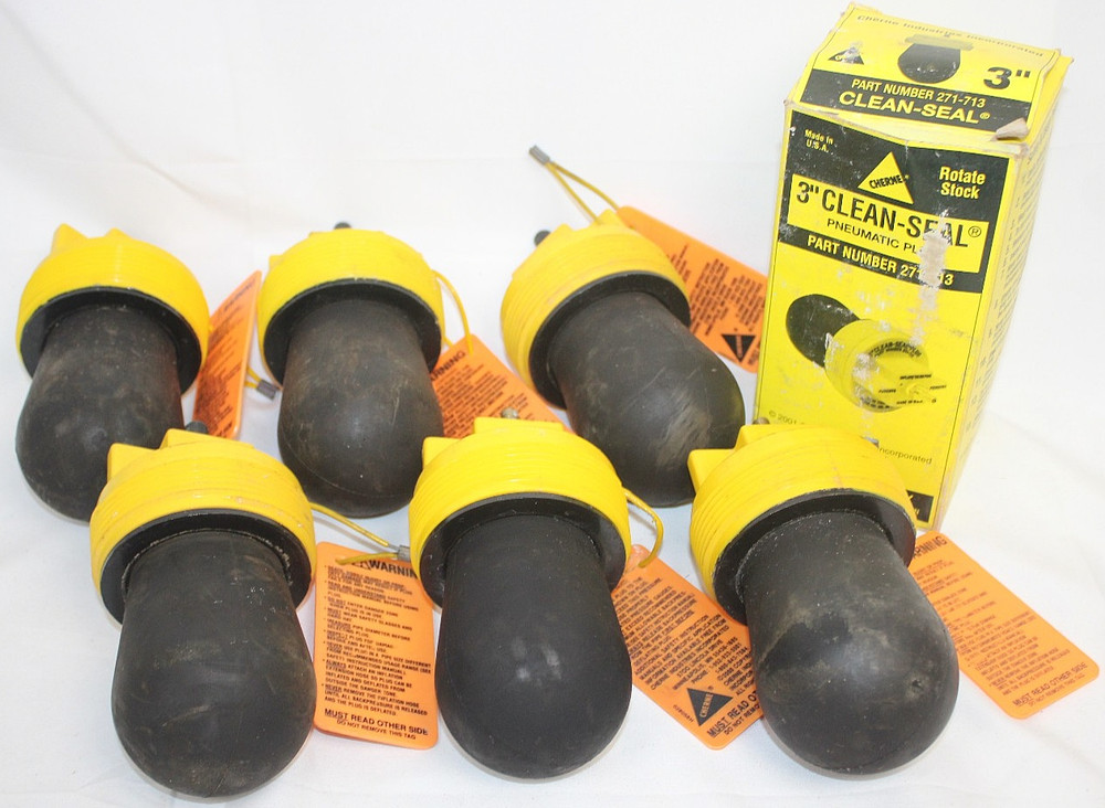 LOT of 6 Cherne 3″ Clean-Seal Pneumatic Plugs 271-713 271713 35 PSI Screw-On