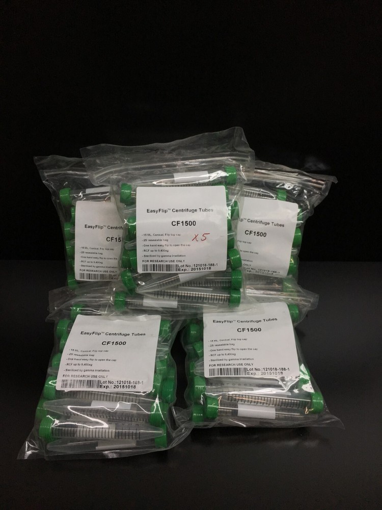 CELLTREAT EasyFlip Centrifuge Tubes CF1500 15ML Conical Flip Top Lot 5 PKS