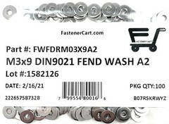 (100) M3 Stainless Steel Fender Washer DIN9021 3mm Metric Large OD Washer A2