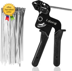 Metal Cable Tie Gun Kit with 100 Stainless Steel Cable Ties Zip Tie Tool Set 80C