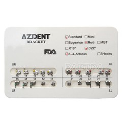 AZDENT Dental Orthodontic Brackets Braces Metal Standard Roth Slot.022 Hooks 345