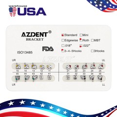 20 Packs Dental Orthodontic Bracket Braces Standard Roth .022 Hooks 3-4-5 AZDENT