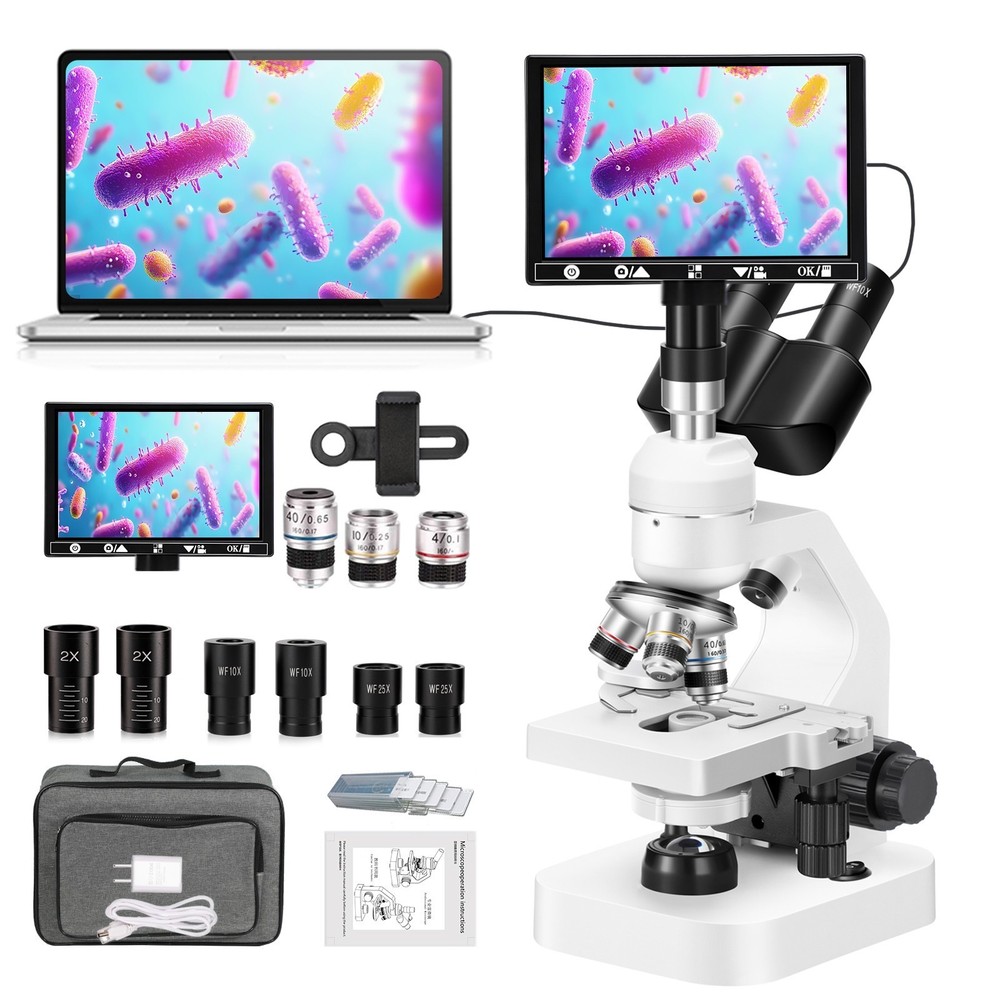 40-2000x Three-eye biological outdoor education student Laboratory microscope