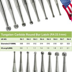 5 Pcs/Pack Dental RA Round Carbide Bur For Slow Speed Latch Type RA 1#-8# Choose