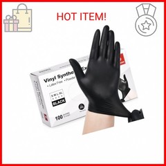 Schneider Black Vinyl Exam Gloves, 4mil, Disposable Latex-Free, Plastic Gloves f
