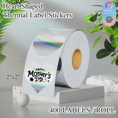 Holographic Thermal Labels Flower Heart Round Stickers for Logo Thanks Card Tag