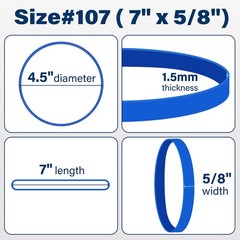Large Rubber Bands Heavy Duty 30PCS Size #107 Blue Elastic Long Rubber Bands