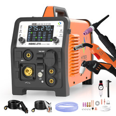 HITBOX 6in1 200A Aluminum Gas Gasless MIG TIG Stick Plasma Cutter Welder+Helmet