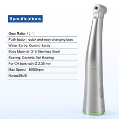 AZDENT Dental E-Type 4:1 Fiber Optic LED Endo & Prophy Contra Angle Handpiece