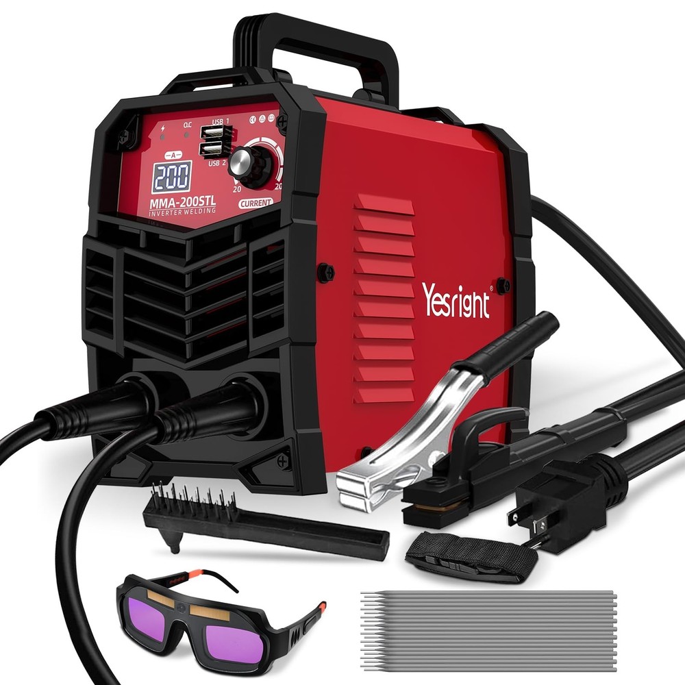 YesRight Portable Stick Welder Kit 200A, 110V IGBT Inverter Machine with Goggles