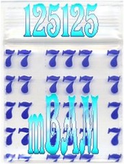 100 PACK BLUE LUCKY 777s 1515 Apple Zip Baggies 1.5×1.5″ Mini POLYBAGS