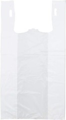 Bags 1/6 Large 21 x 6.5 x 11.5 White T-Shirt Plastic Grocery Shopping Bags F&S