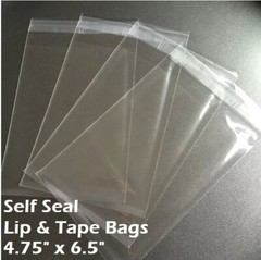 4 3/4″ x 6 1/2″ Clear Recloseable Self Seal Adhesive Lip Tape Plastic Cello Bags