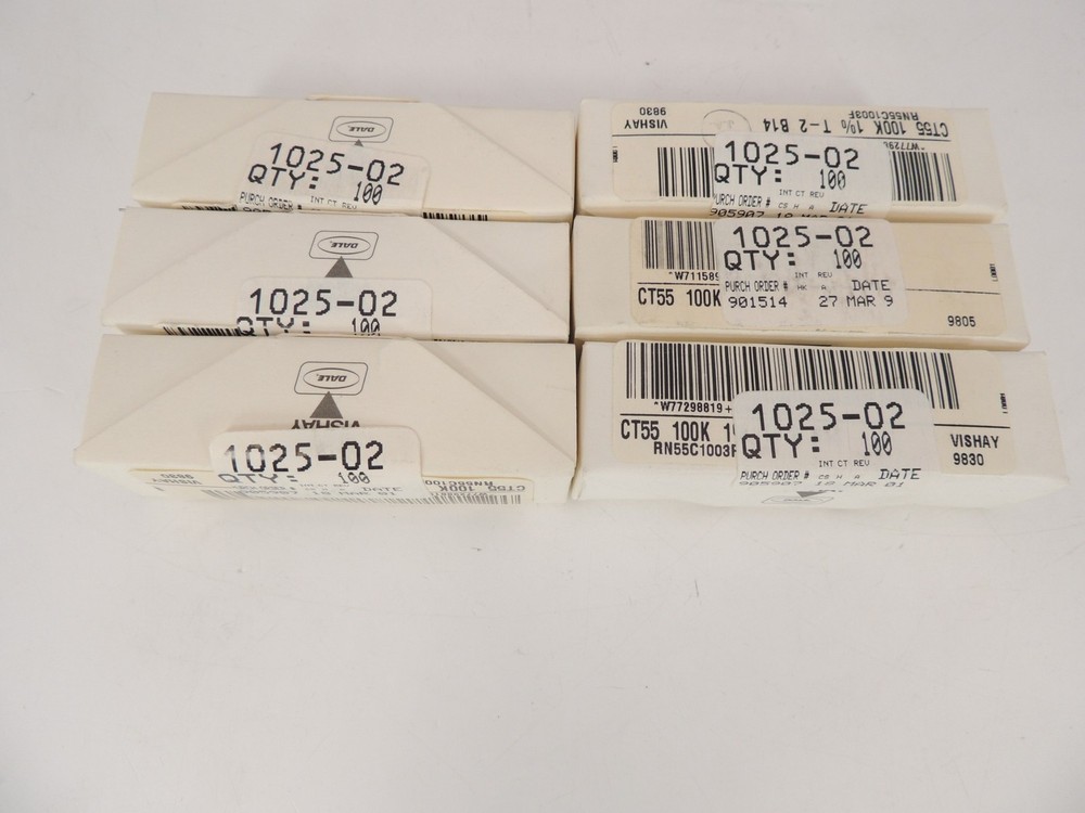 Lot of 100 Dale RN55C1003F 1% 1/8w 100.0K OHM Metal Film Resistors CT-55 Vishay