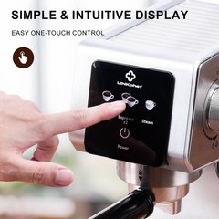 LINKChef CME1020 20 Bar Espresso Maker with Milk Frother Steam Wand, Silver