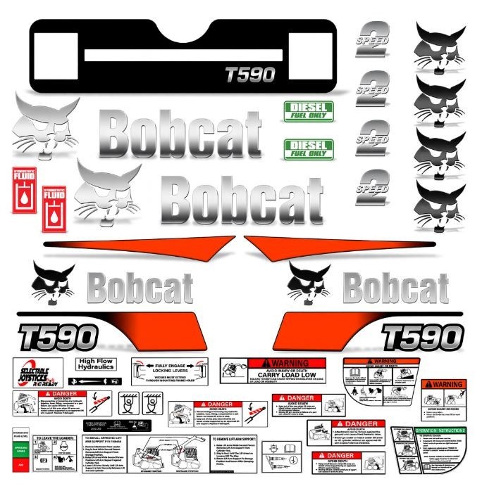 Decal Kit fits Bobcat T590 Track Skid Steer M-2 + Safety & Diesel Stickers USA