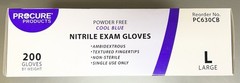 Procure Nitrile Exam Gloves #PC630CB, Powder Free, Blue, Large, 1 Box – Qty 200