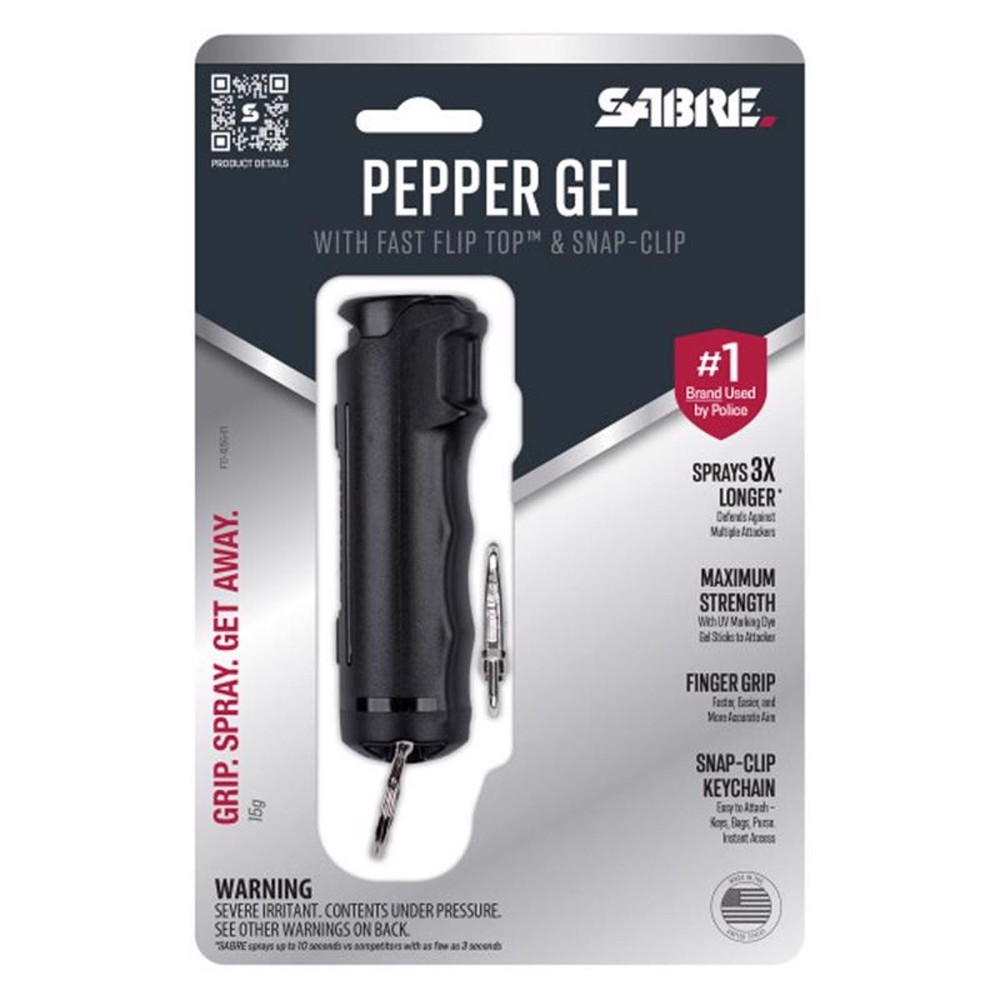 Sabre Red F15-BUSG Pepper Gel Black Aluminum/Plastic Flip Top Keychain
