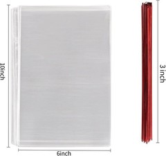 MoloTAR 200 Pcs 10 in x 6 in1.4mil. Clear Flat Cello Cellophane Treat Bags Go…