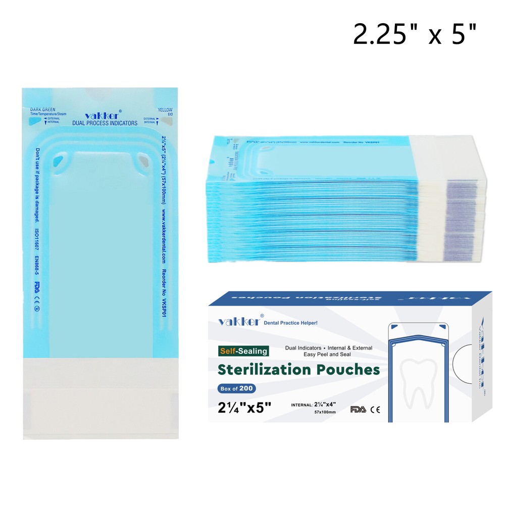 1000pcs 2.25″ x 5″ Self Sealing Dental Sterilization Pouches Autoclave Bags
