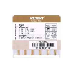 AZDENT Dental Endodontic Gold Taper NITI Rotary Files Engine Use 25mm 6PCS/Packs
