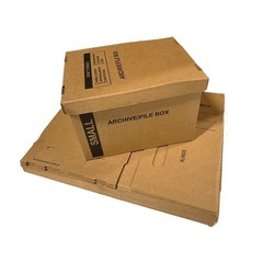 6 – Pack 15x12x10 Small Standard File Storage Moving Box with Lid Letter Handles