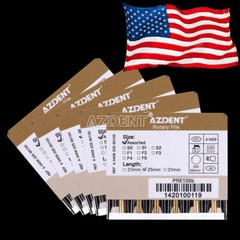 AZDENT Dental Endodontic Gold Taper NITI Rotary Files Engine Use 25mm 6PCS/Packs
