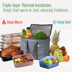 2 Pack Cooler Bag and Insulated Grocery Bags for Food Delivery, Collapsible Cool