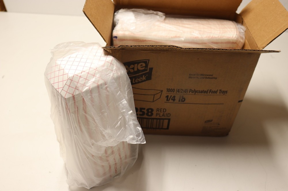 1000x Lot (1 Case) Dixie Kant Leek 1/4lb Paper Cardboard Food Tray