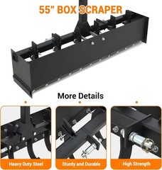 55″Tow Behind Box Scraper,Three-Point Quick Hitch Box Blade for Leveling&Grading