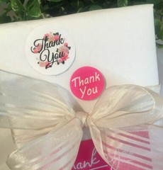 150 pcs Thank You Business Cards, Thank You Stickers, Hot Pink, Floral