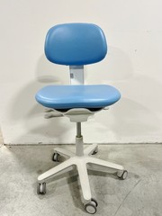 Adec 521 Doctors Stool S/n A12199. NEW Ultra Leather Upholstery Lt Blue