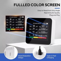 Multi-function Air Quality Monitor For Home Use 9-in-1 Detector W/LED Display