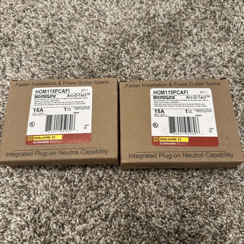 (2) HOM115PCAFI Square D 15 Amp Combination Arc Fault New CAFI New